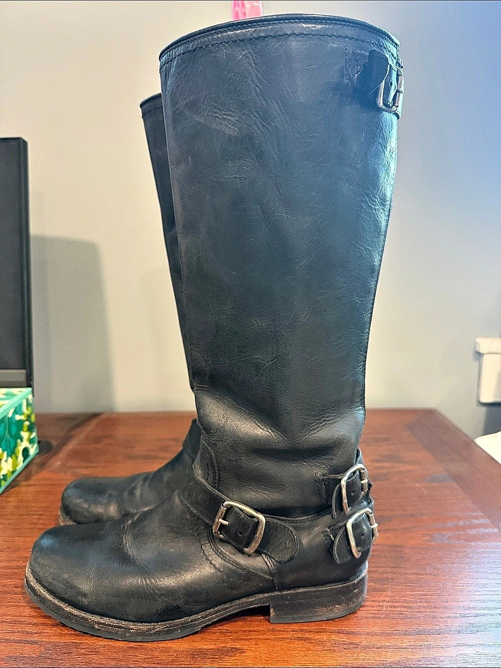 Frye Veronica Back Zip Tall Boot Black Moto Boots